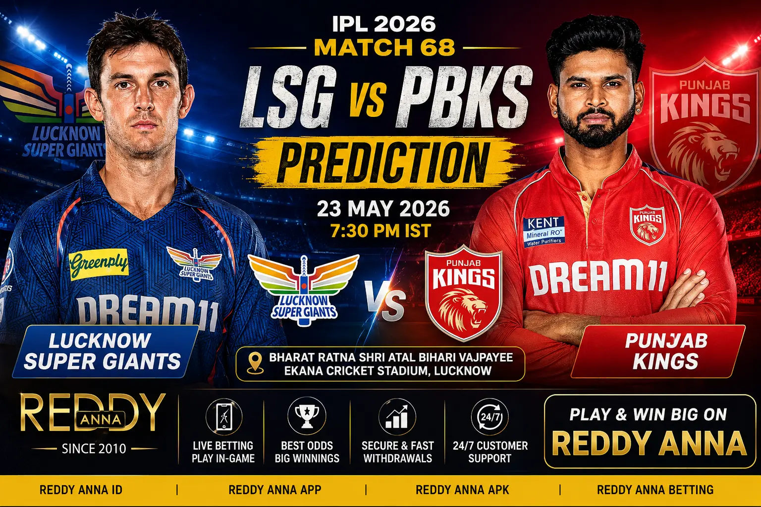 Reddy Anna Book LSG vs PBKS IPL 2026 Prediction