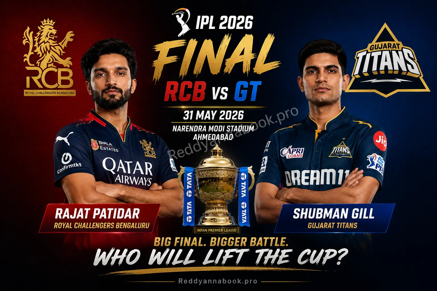 IPL 2026 Final Prediction: RCB vs GT | Reddy Anna Book